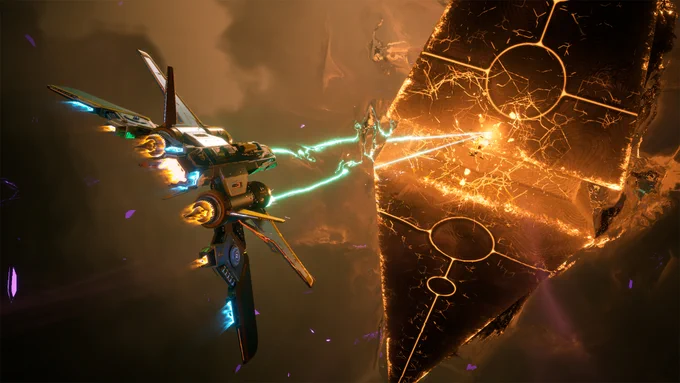 Image is a promotional still from EVERSPACE 2, developed by ROCKFISH games.