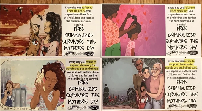 Mother's Day postcards for the governor and DAs keeping people locked up by refusing to grant / opposing clemency