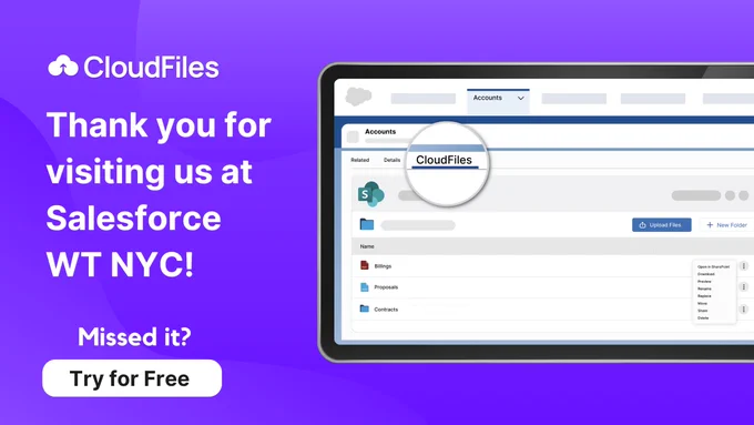 CloudFiles Thank you for visiting us at Salesforce World Tour NYC!