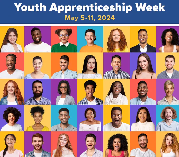 Screenshot of the Youth Apprenticeship Flyer featuring diverse youth arranged in a checkerboard
