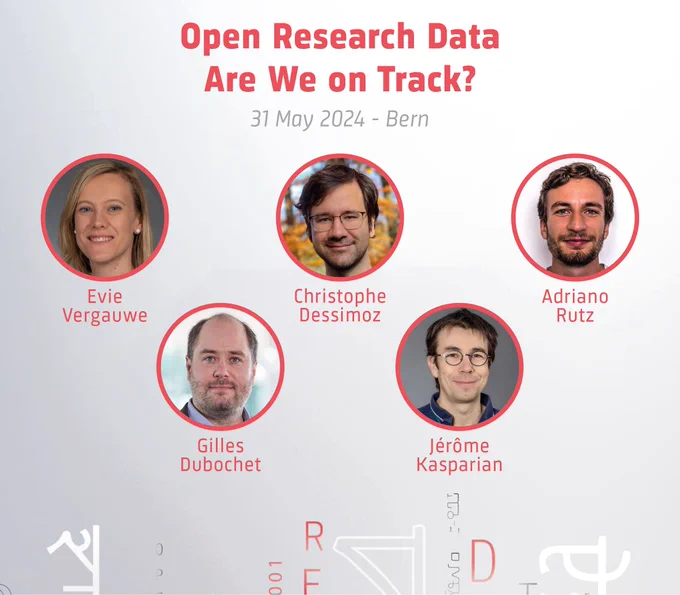 The conference "Open Research Data – are we on track?" will be held on 31 May 2024 in Bern. We look forward to welcoming Evie Vergauwe (UNIGE, Steering board member of the Swiss Reproducibility Network), Christophe Dessimoz (Executive Director of Swiss Institute of Bioinformatics), Adriano Rutz (Winner of the ORD Prize 2023), Gilles Dubochet (Head of Open Science at EPFL) and Jérôme Kasparian (Associate Professor, Nonlinearity and Climate Group, UNIGE).
