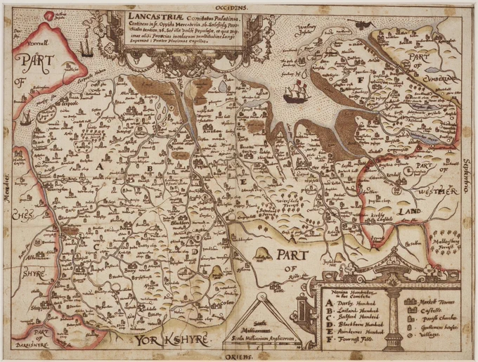 17th-century map of Lancashire