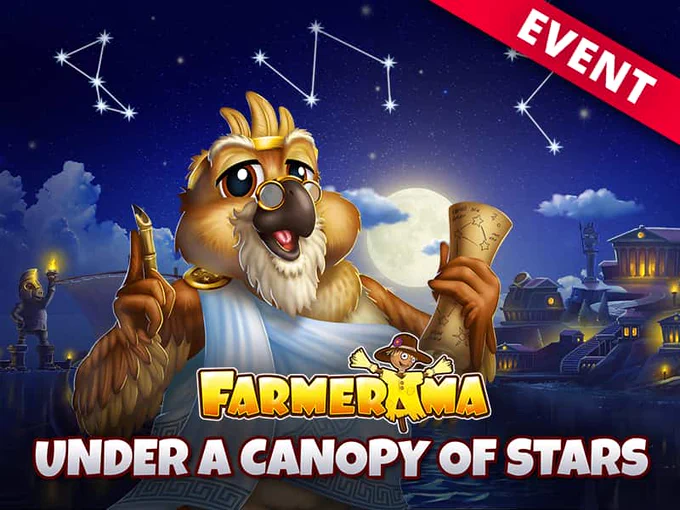 Farmerama Under a Canopy of Stars
https://www.f2p.com/farmerama-under-a-canopy-of-stars/ 
Bigpoint and F2P.com offer for all the users for Farmerama the Farmerama Under a Canopy of Stars event, free-to-play Farm MMO Game by BigPoint, from 24th April to 1st May.
#Farmerama #FarmMMO #MobileFarm #PCFarmGame #Bigpoint #Free2Play #f2P #FreetoPlay Farmerama @Bigpoint Games 