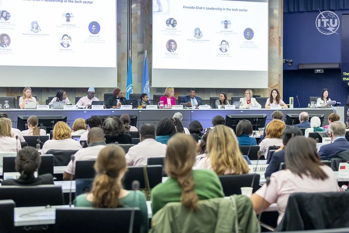 photo of our panel and audience at HQ for our Girls in ICT Day intergenerational dialogue 