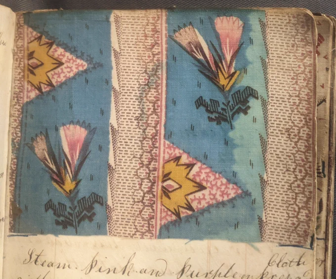 Blue, pink and yellow fabric design