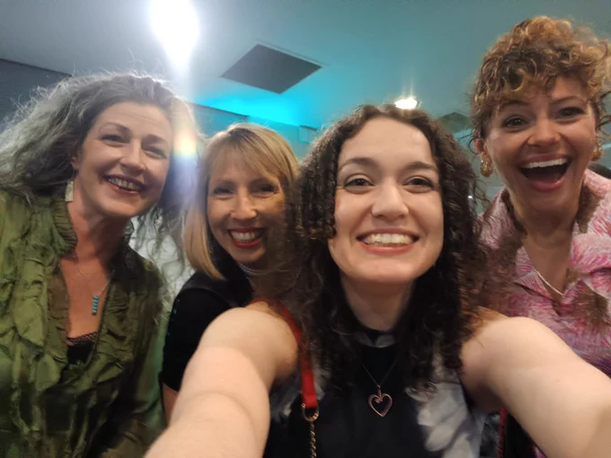 All smiles! Four women smiling for a selfie, they are excited to be at the Scope Awards