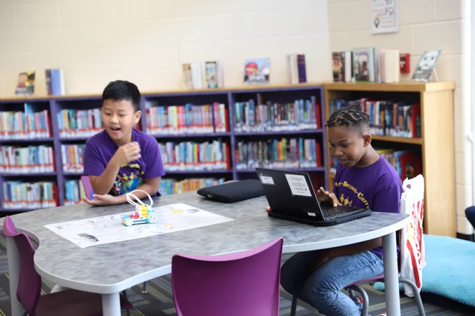 4th graders use LEGO Robotics to navigate the moon