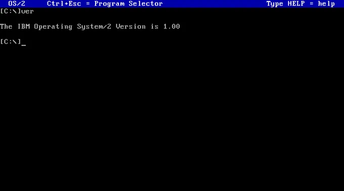 The Microsoft OS/2 1.0 command prompt.