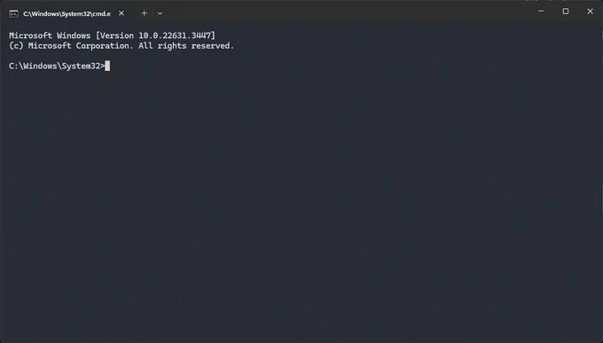 The Windows 11 command prompt.