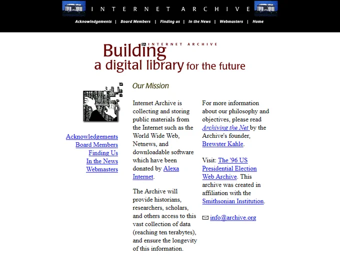 Internet Archive website in 1997
