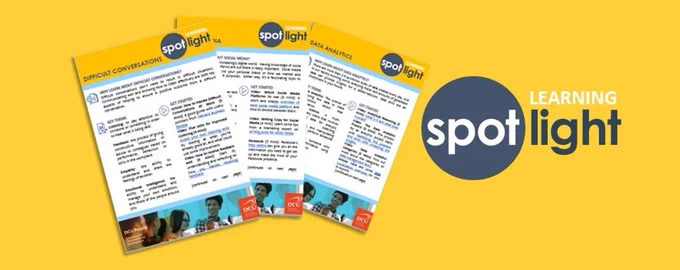 Learning Spotlight banner showing documents entitled Spotlight for different subjects, including Difficult conversations