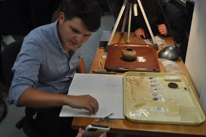 The coin hoard was carefully excavated back at our lab in Glasgow with the coins removed and recorded stratigraphically. The coin hoard represents an exciting addition to the assemblage from the 'Summerhouse of MacIain' site. 