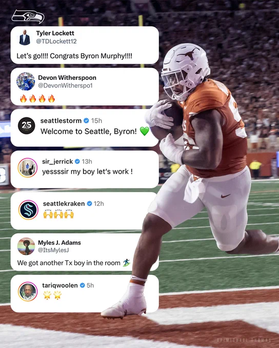 Teammates and Seattle teams have tweeted/commented on Instagram to show their excitement for Byron Murphy II. 