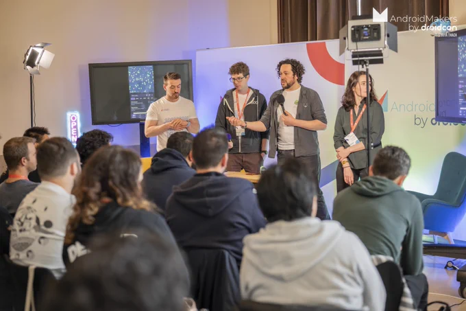 Eyal, Benjamin, Alizée and I at the App Clinic session to review two mobile application