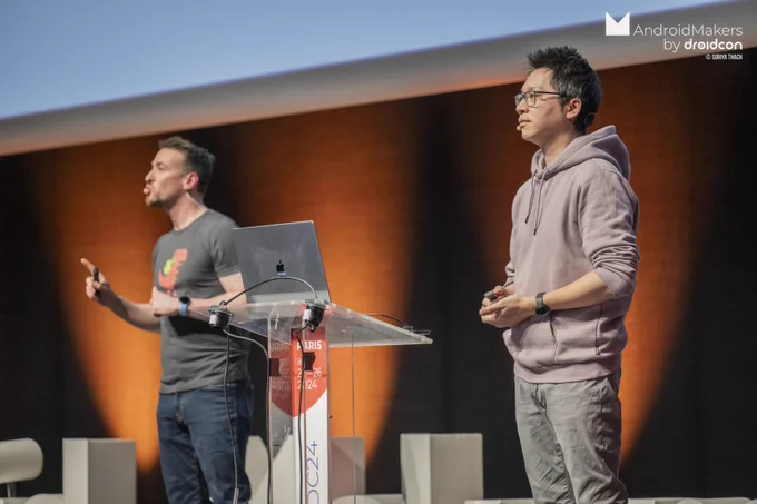 David Ta and I on stage to talk about adaptive layouts