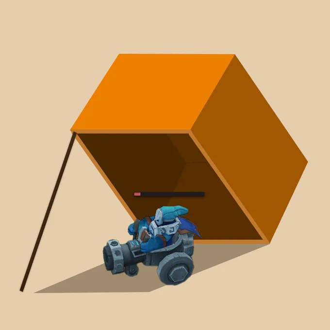 A low-health cannon minion that’s one auto-attack away from dying is positioned under a cardboard box propped up with a stick which is obviously a trap