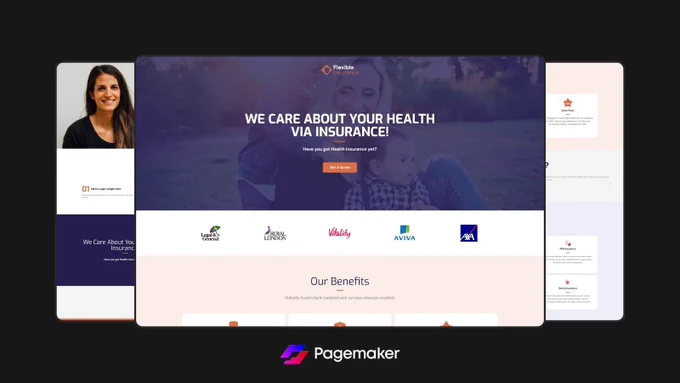insurance landing page template design | Pagemaker