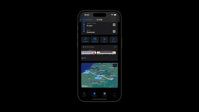 Image of an iPhone with Railer, showing train compositions once again.