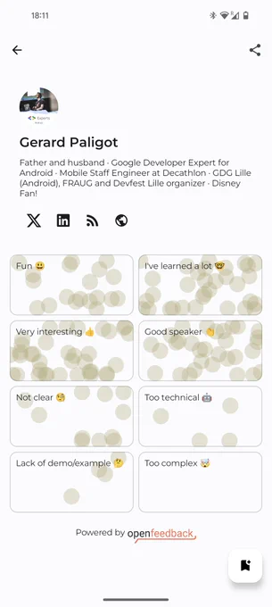 Feedbacks about my talk "Why is adaptive layouts a nightmare?" with very good feedbacks