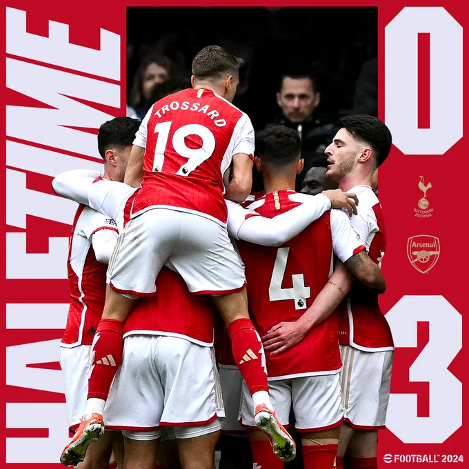 Half Time: Tottenham Hotspur 0-3 Arsenal