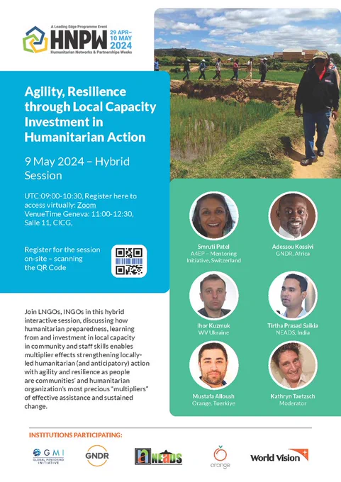 Agility, Resilience through Local Capacity in Humanitarian Action. 9 May 2024 Hybrid Session. UTC 9am - 10.30am