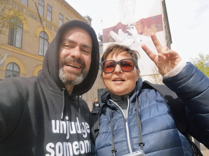 Human Library founder @ronniabergel with a local publishing partner Ven, visiting from France to learn more and get inspiration for the next session. 