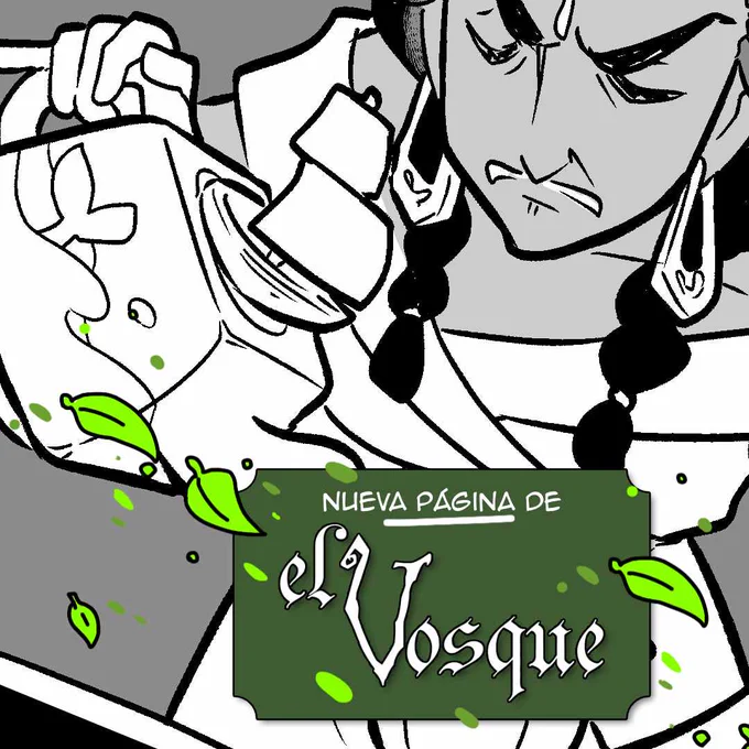 Imagen promocional del webcómic El Vosque con un trozo de una viñeta
