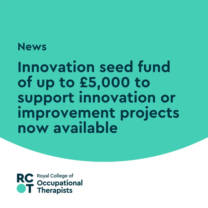 Text reads 'News. Innovation seed fund of up to £5,000 to support innovation or improvement projects now available.'