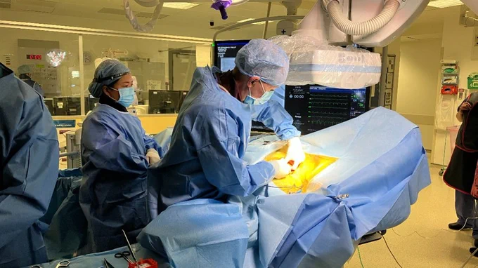 Surgery taking place as part of the study, which is led by Dr Andrew Flett, consultant cardiologist at UHS, and Professor Nick Curzen, Professor of Interventional Cardiology at the University of Southampton. The study is co-ordinated by the NIHR Southampton Clinical Trials Unit.
