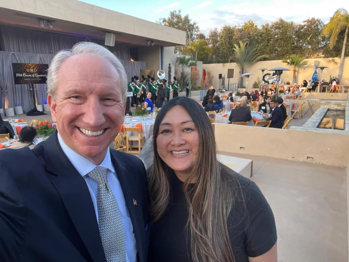 Port of Los Angeles Executive Director Gene Seroka, left, with EXP CEO Mary Tran at the Oceans of Opportunity Awards and Scholarship Celebration.