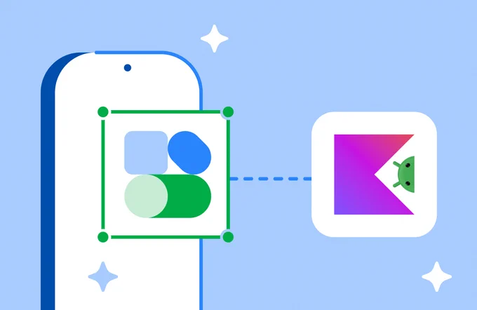 Kotlin & Android logo on an illustrated phone