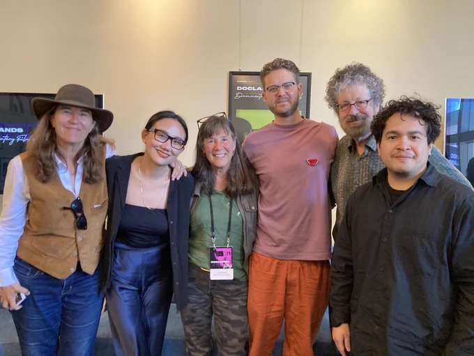 📷 From left to right:
Dianne Whelan, 500 DAYS IN THE WILD
Yuqi Kang, 7 BEATS PER MINUTE
Joni Cooper, DocLands Director of Programming
Lucas Guilkey, THE STRIKE
John Rubin, HUNT FOR THE OLDEST DNA
JoeBill Muñoz, THE STRIKE