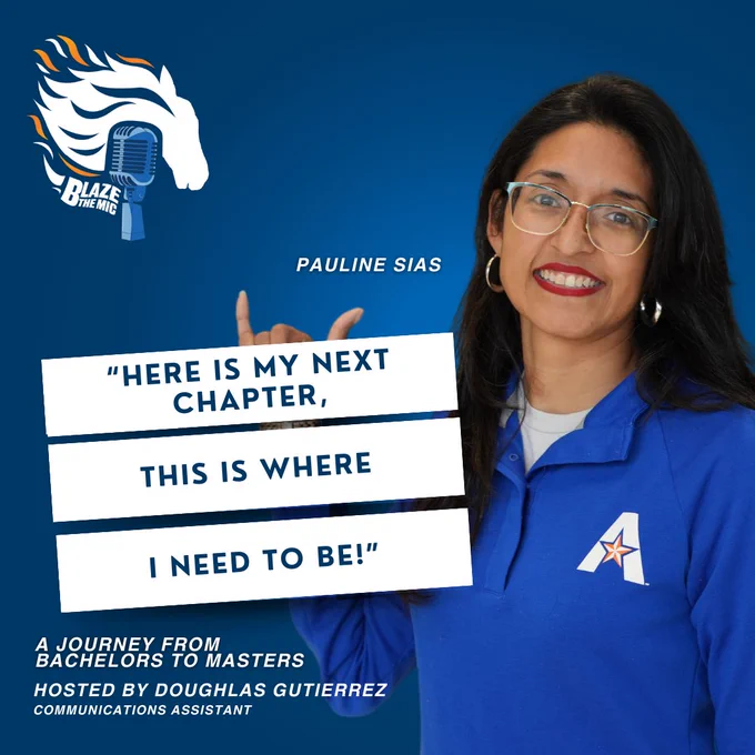 Photo of UTA Social Work student with a quote from the podcast 