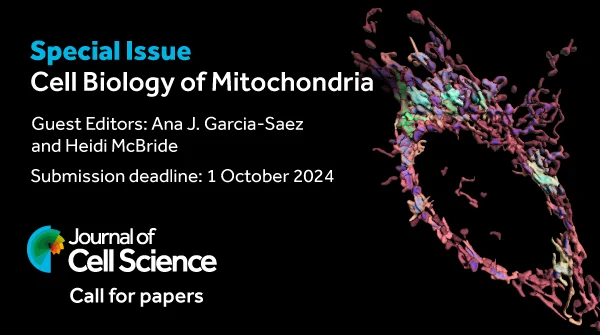 Special Issue
Cell Biology of Mitochondria
Guest Editors: Ana J Garcia Saez and Heidi McBride
Submission deadline: 1 October 2024
Journal of Cell Science logo
Call for papers
