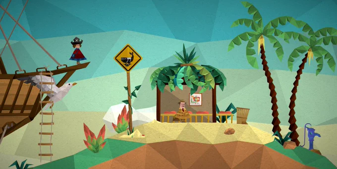 A screenshot from the video game Passing By - A Tailwind Journey, featuring protagonist Curly and another character, Conrad, waiting at a whale bus stop.