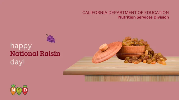 An image that says Happy National Raisin Day!
