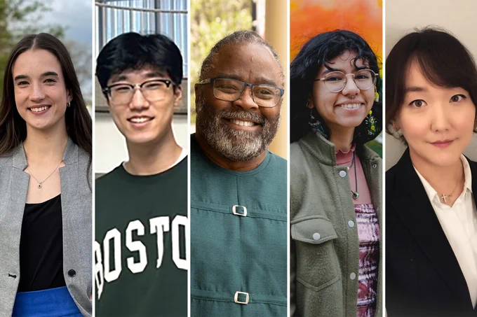 Five UIC students smile at the camera. 