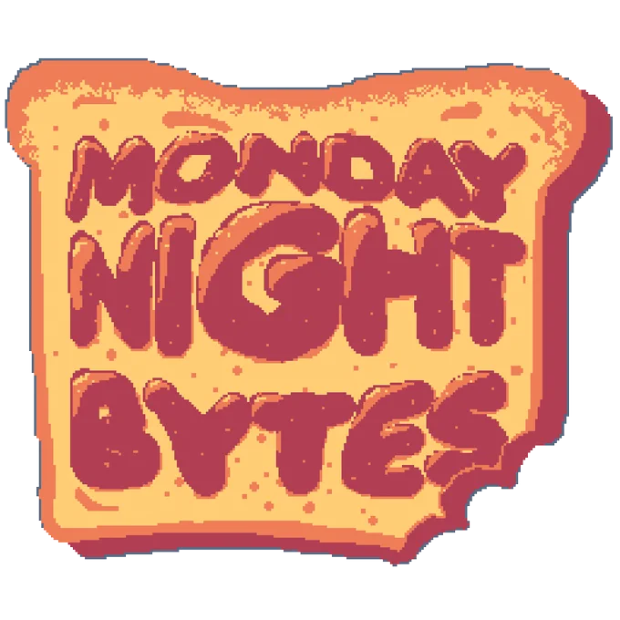 Piece of toast with Monday night bytes written in Jam