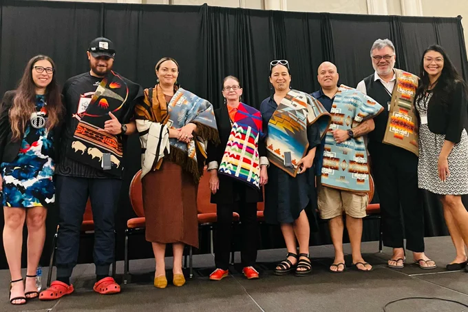 Partners and scholars from Aotearoa (New Zealand) were awarded blankets for their leadership in the IDSov movement.