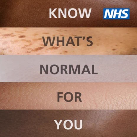 A collage of five different skin tones. The text reads ‘Know what’s normal for you’.