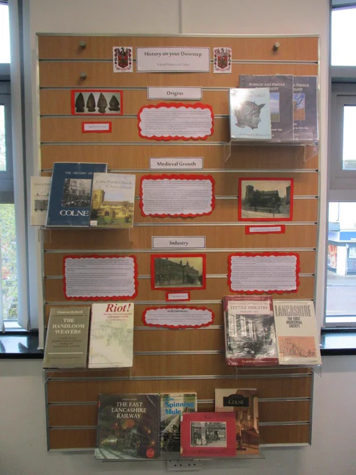 Local History display of books at Colne Library.