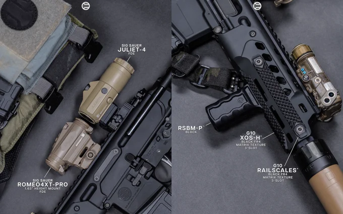 RailScales G10 Scales & G10 XOS-H Scale, QDX, MCX CSMR, Night Patch Medallions | Sig Sauer 7.75" 300 BLK MCX-SPEAR LT, Coyote SLX762-QD, Romeo4XT-Pro & Juliet4, Ferro Concepts Slingster w/ Blue Force Gear ULoops, NGAL, Magpul 30rd 300BLK PMAG, Shellback Tactical Stealth Low Vis Plate Carrier, Spiritus Systems Micro Fight Chassis, EOG Chem Light Holder. 