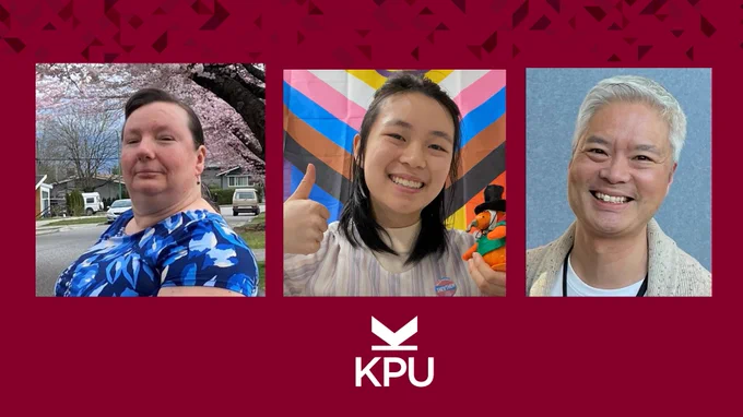 Winners of KPU's JEDI Awards, from left to right: Ann Marie Davison, Destiny Lang, and Greg Chan.