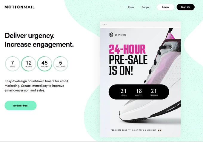 Deliver urgency, increase engagement. Easy to design countdown timers for email marketing. Create immediacy to improve email conversion and sales.