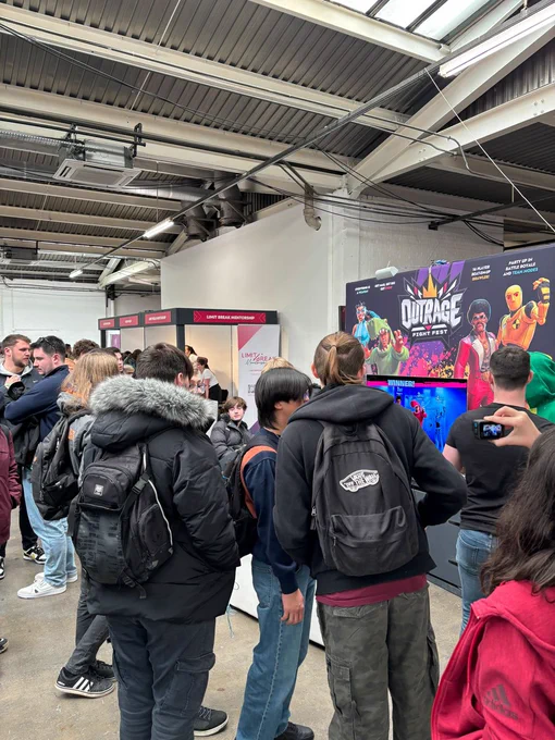 Crowd in front of Outrage: Fight Fest booth.