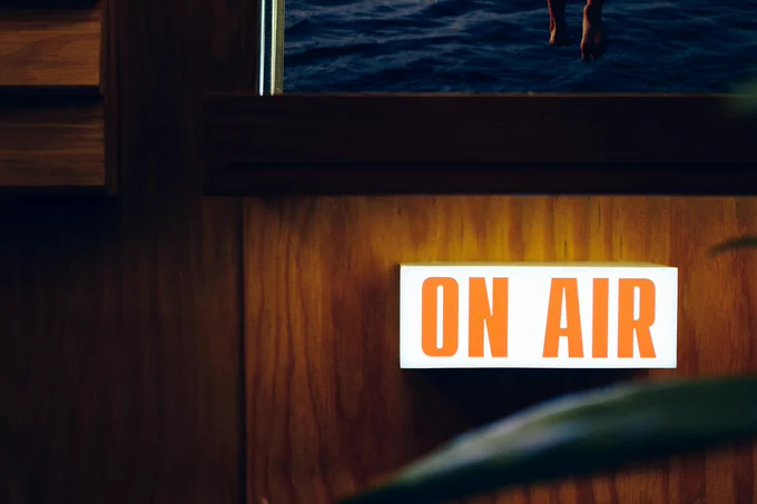 Radio "on air" sign lit up