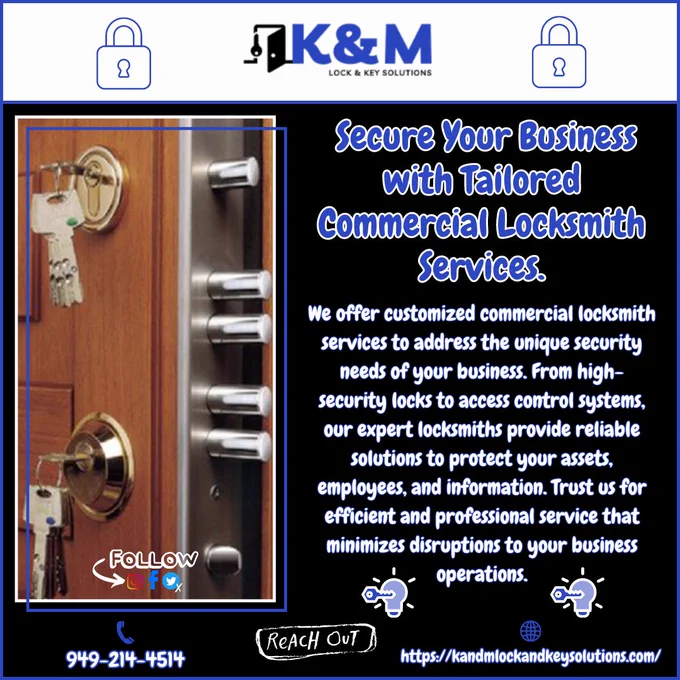 👇 | Contact us at:
☎ | 949-214-4514
🌐 | Visit https://kandmlockandkeysolutions.com/