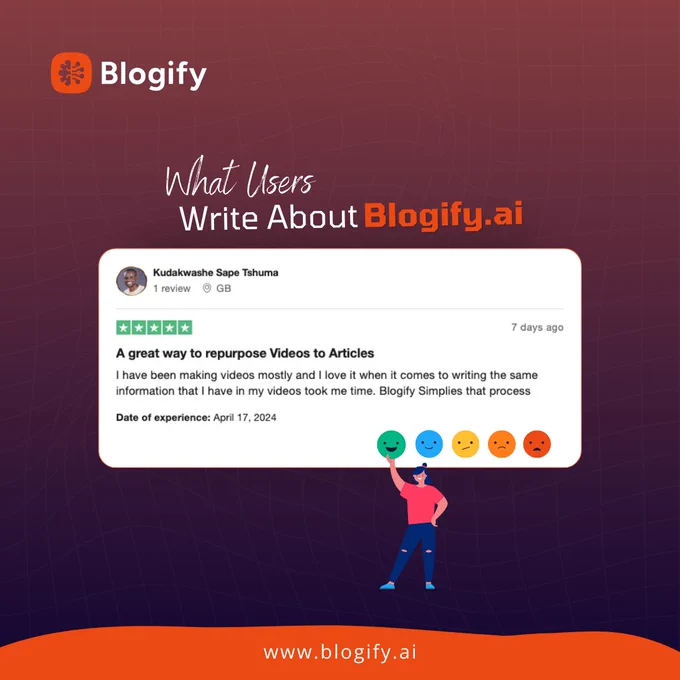 We greatly appreciate the fantastic ⭐⭐⭐⭐⭐ review and for taking the time to share your feedback with Blogify. Providing exceptional customer service is our top priority.

