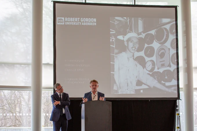 Iain Anderson and Mark Twigg speaking at RGU