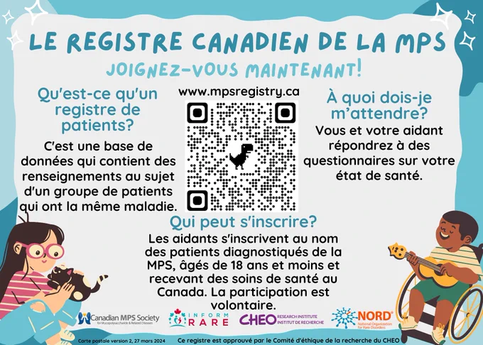 Voulez-vous participer au Registre canadien de la MPS?

Visitez https://mpsregistry.ca/?lang=fr pour en savoir plus et y participer!
